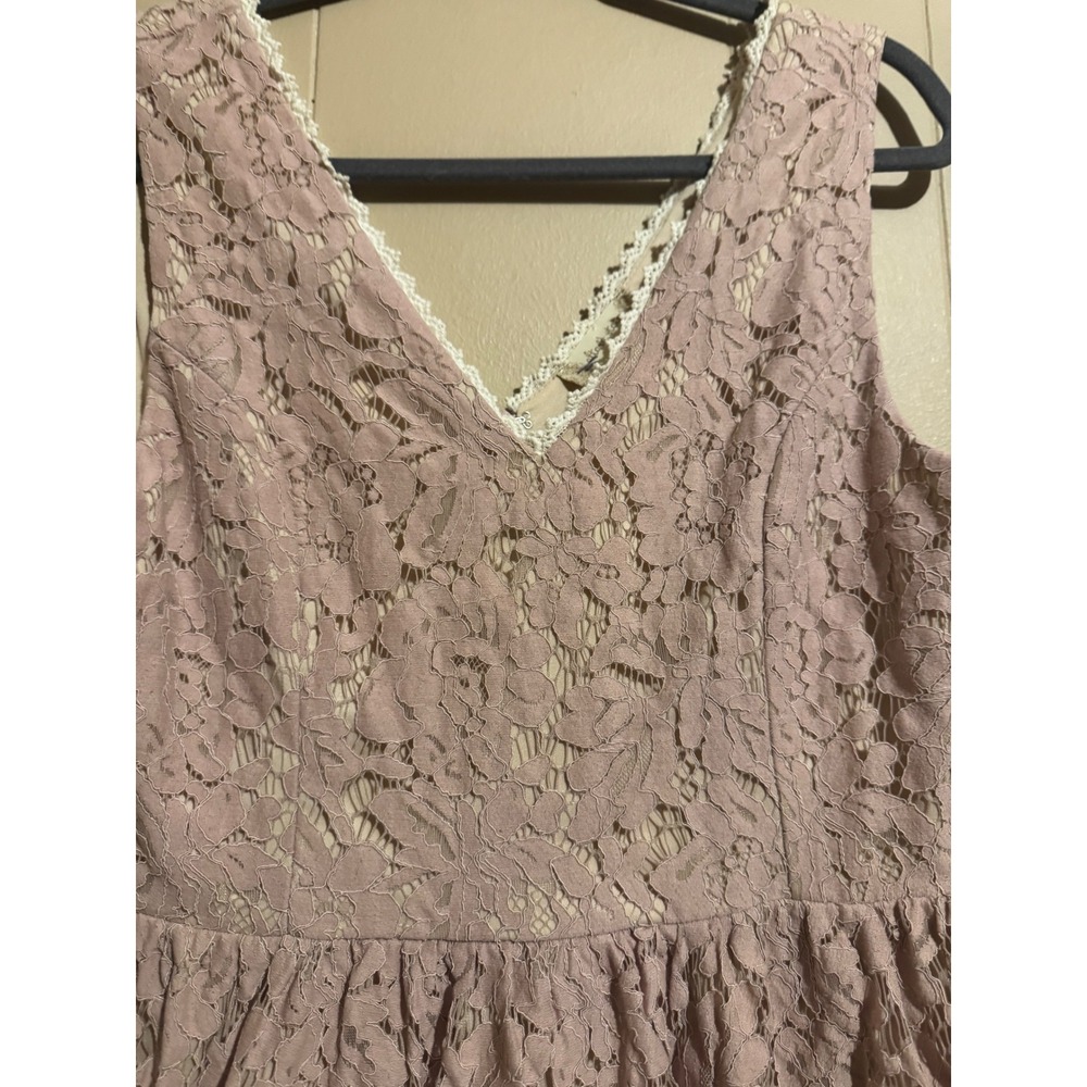 Altar'd State Womens Dusty Rose Floral Lace V-Neck Fit and Flare Mini Dress L - Picture 4 of 12